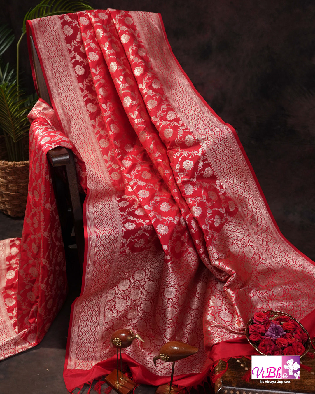 Red jangla katan silk