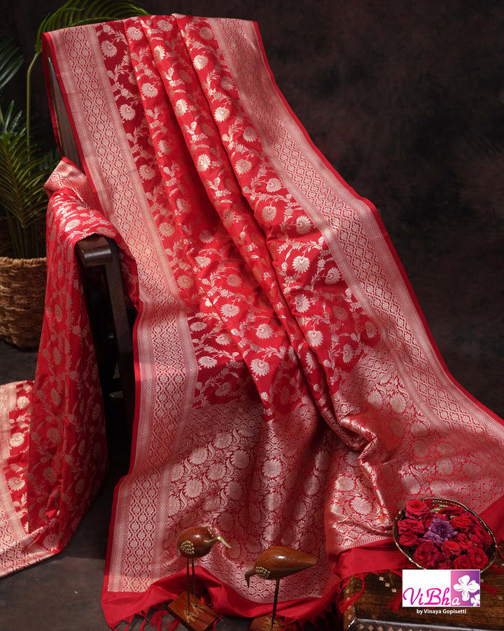 Red jangla katan silk