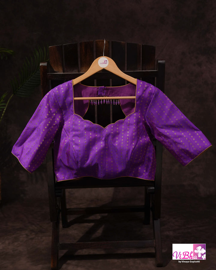 Royal Purple Kanchi Silk Saree with Patola Weave and Blouse