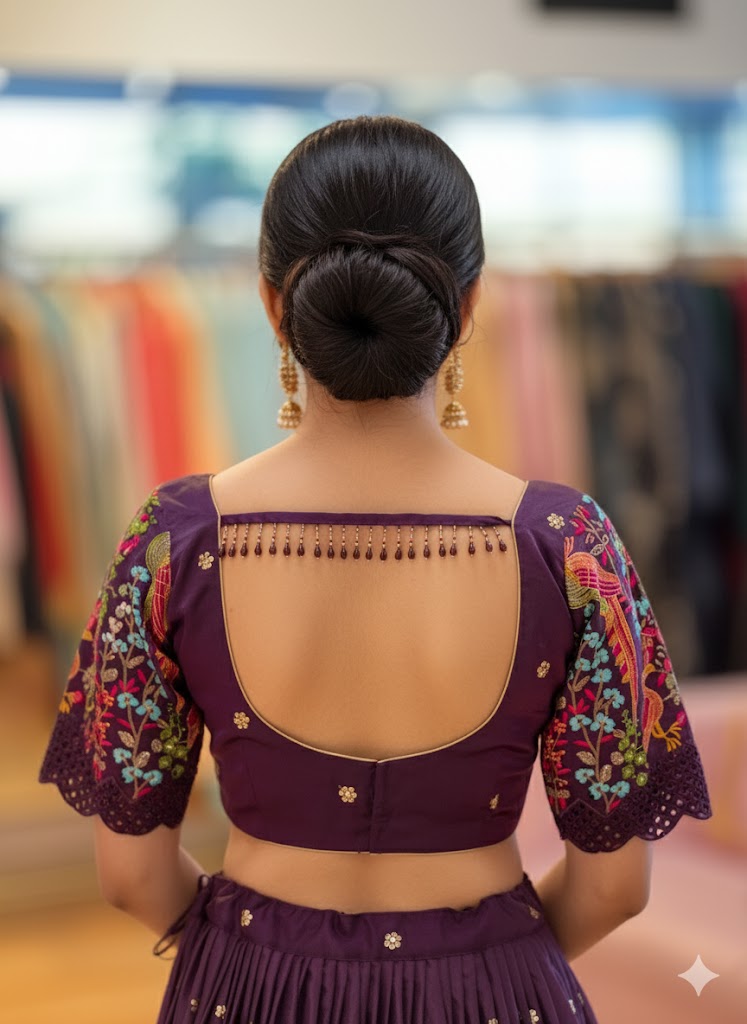 Dark Plum And Pink Embroidered Lehenga Set