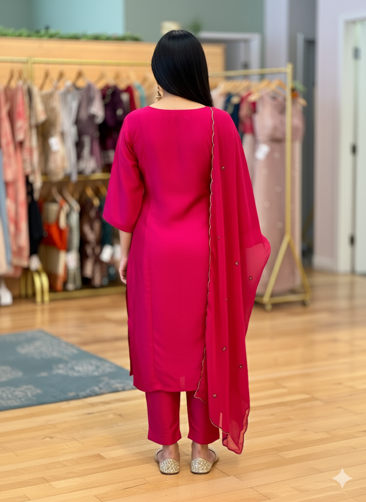 Dark Pink Embroidered Salwar Set