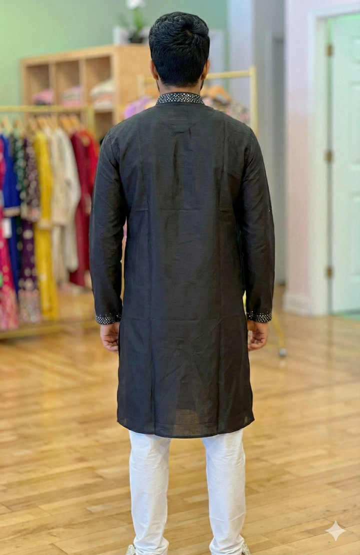 Sequins Yoke Silk Kurta
