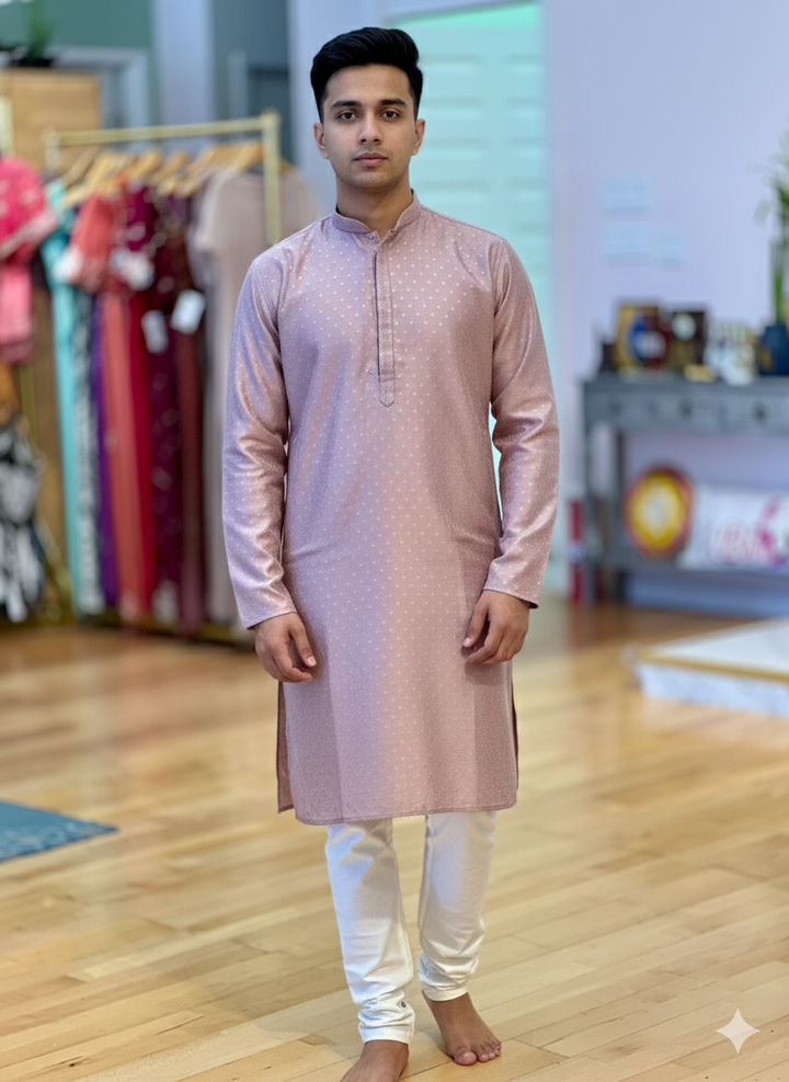 Mauve Color Silk Kurta And Pajama