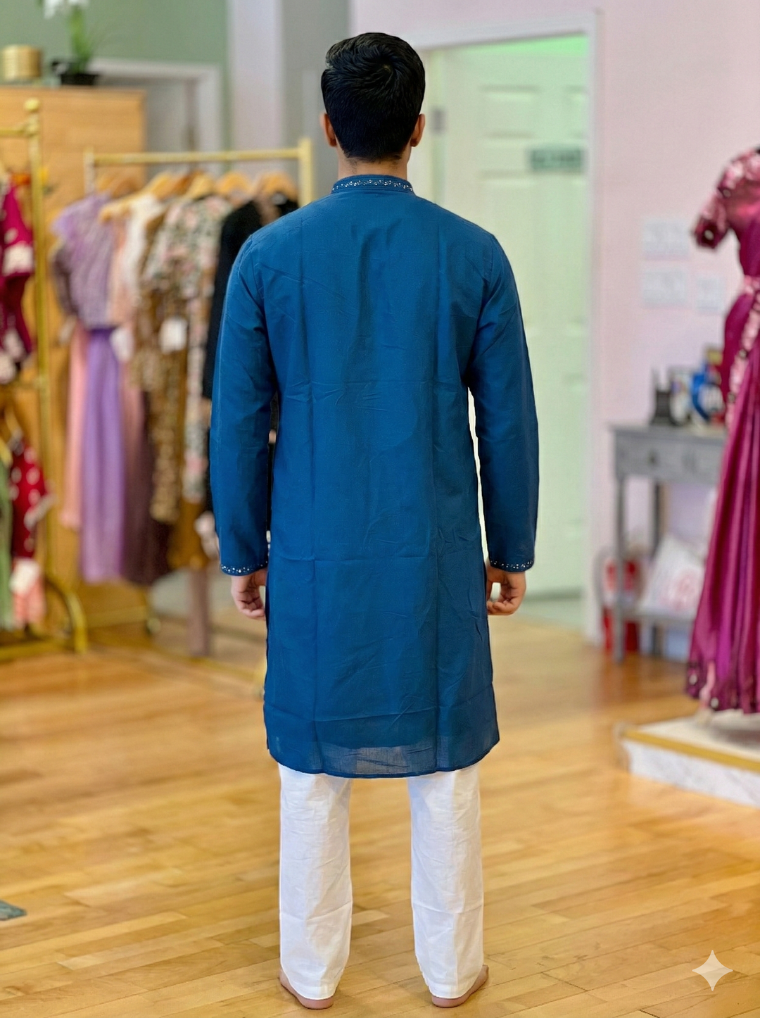 Sequins Yoke Silk Kurta