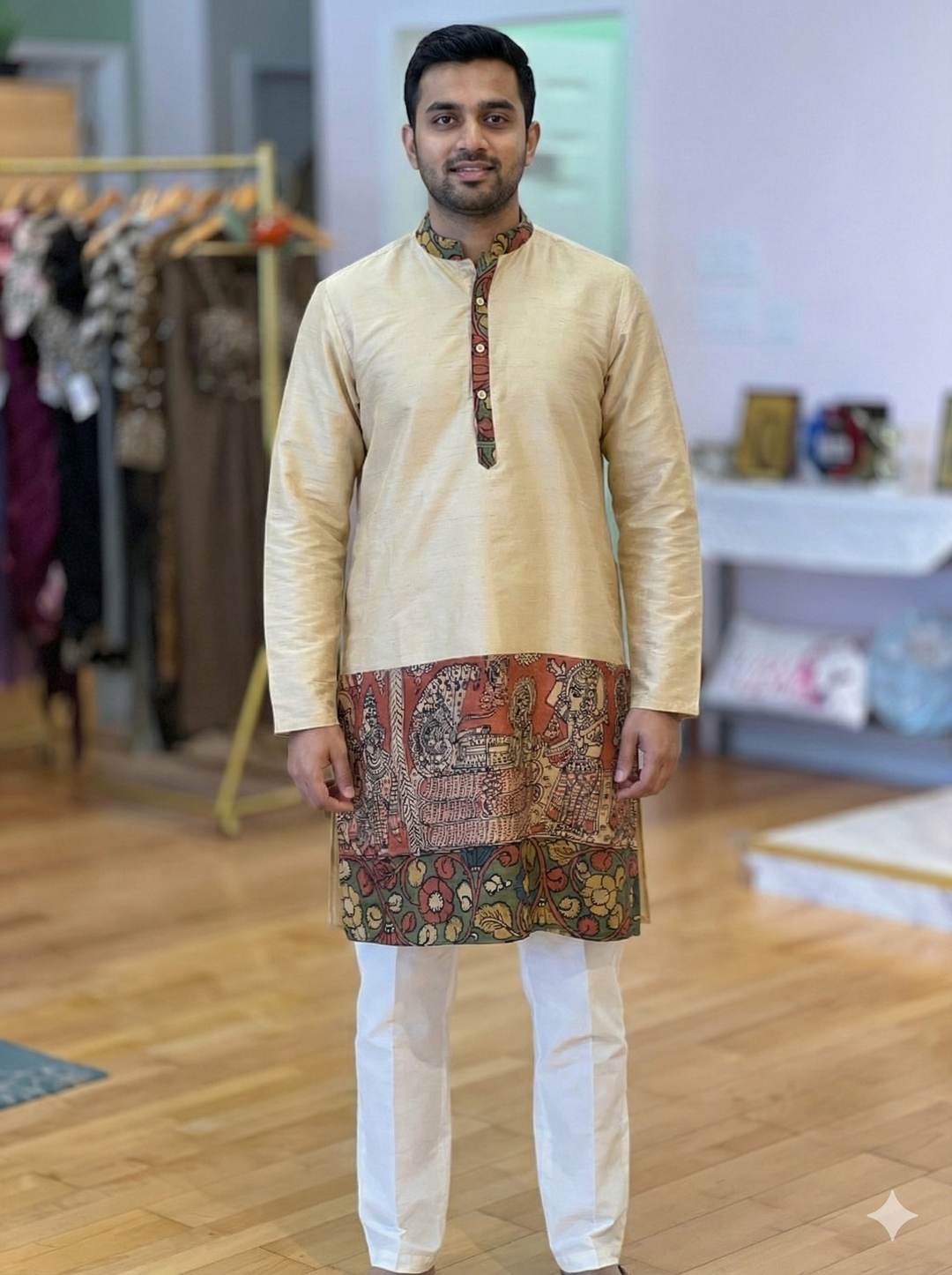 Raw-Silk Kalamkari Kurta
