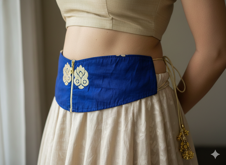 Navy Blue Zipper Style Waist Belt with Front Zipper