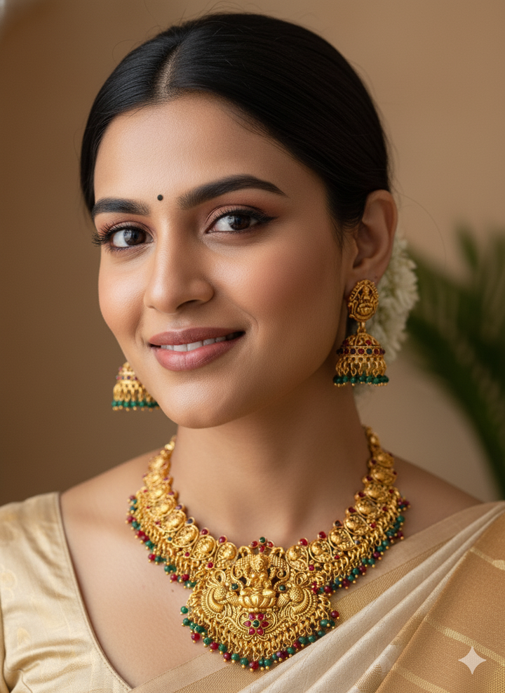 Goddess Lakshmi Short Length Necklace Set