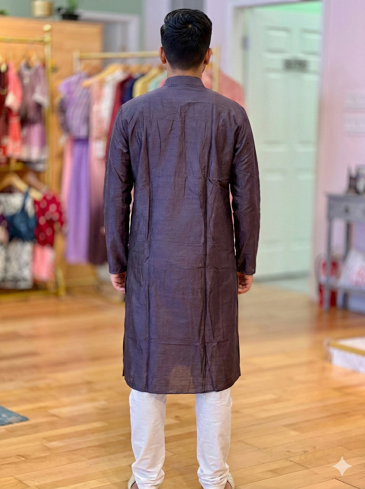 Indigo Plain Silk Kurta for Men