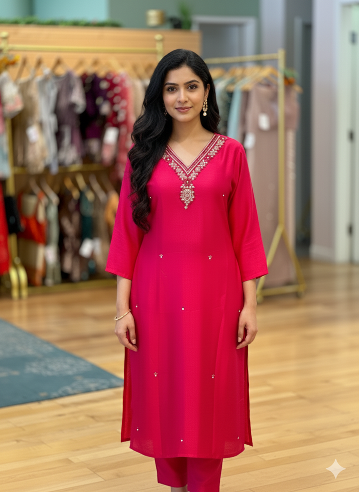 Hot Pink Embroidered Salwar Set