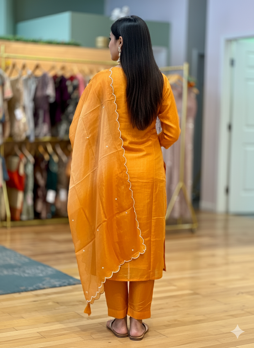 Apricot Embroidered Salwar Set