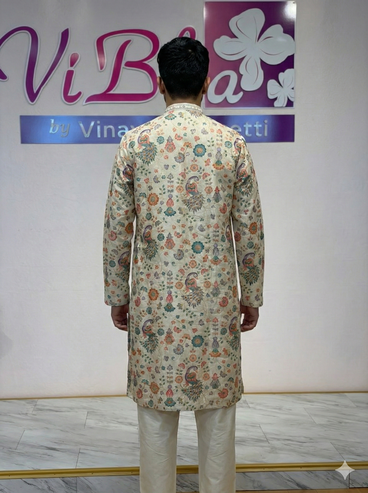 Ivory Position-Print Kurta Set