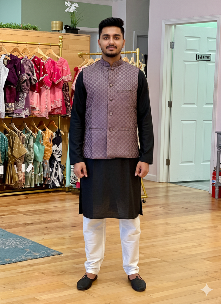 Deep Mauve Banarasi Brocade Vest