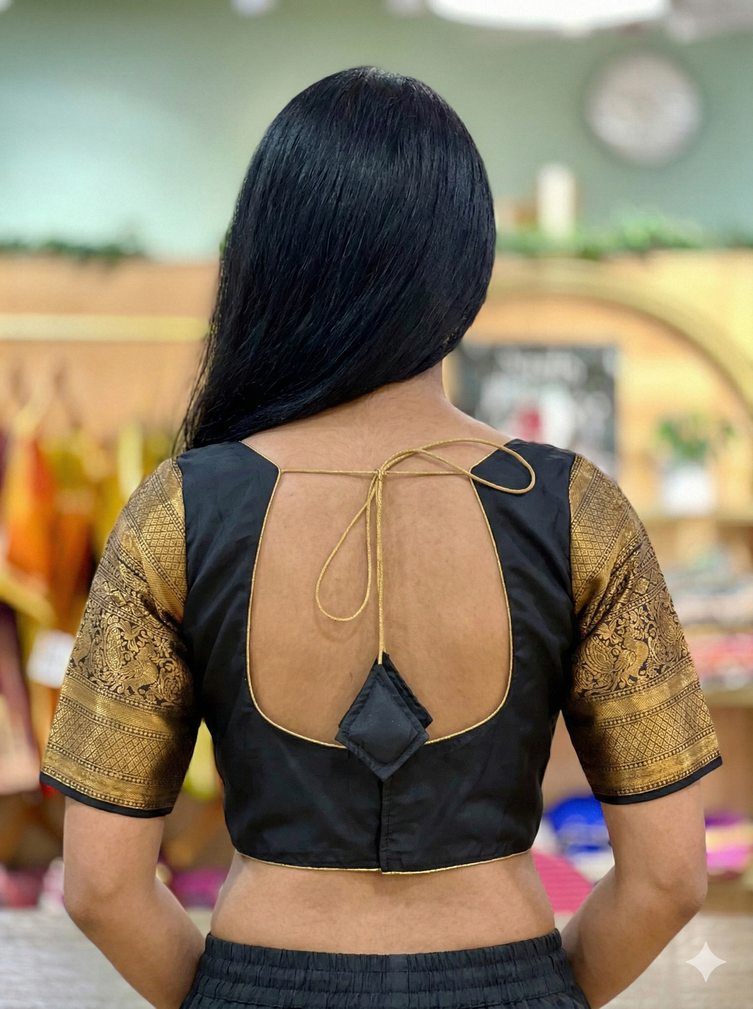 Black Kanchi Silk Blouse
