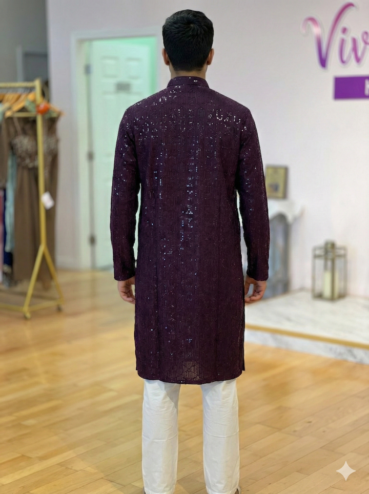 Deep Plum Sequins Kurta