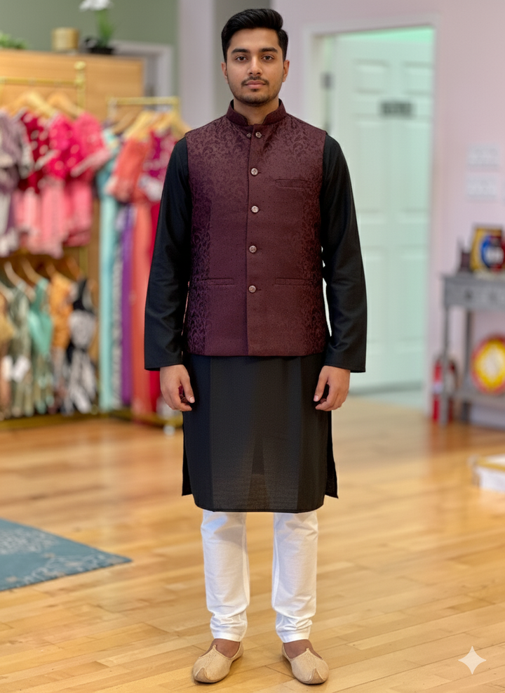 Brown Color Banarasi Brocade Vest