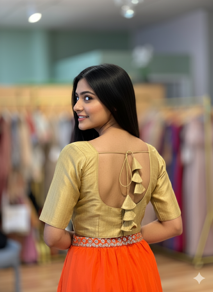 Plain Gold Silk Blouse