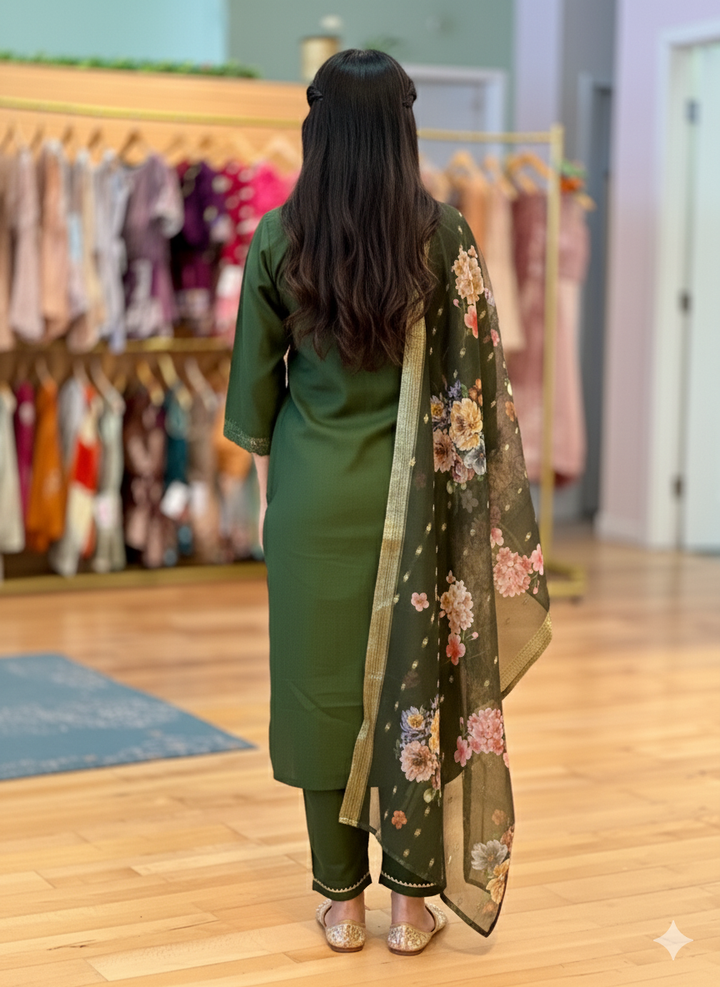 Leaf Green Embroidered Salwar Set