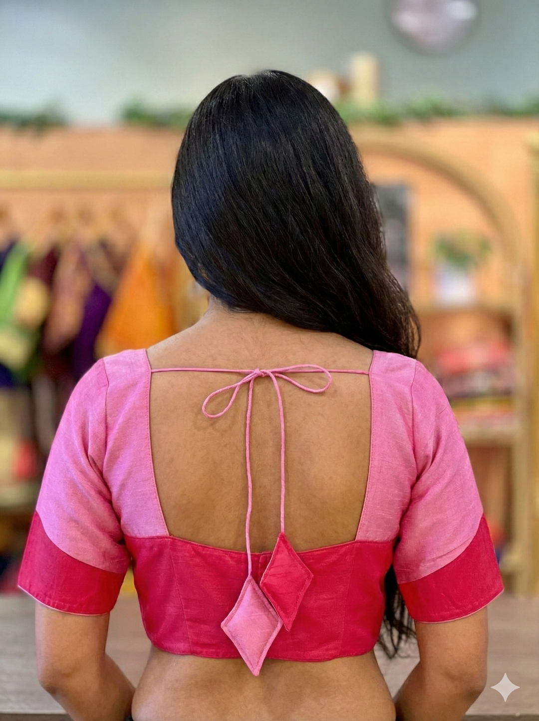 Pink And Red Silk Blouse