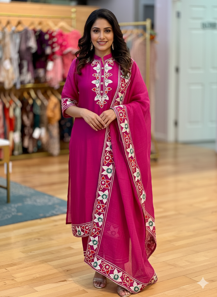 Pink Gota Embroidered Salwar Set