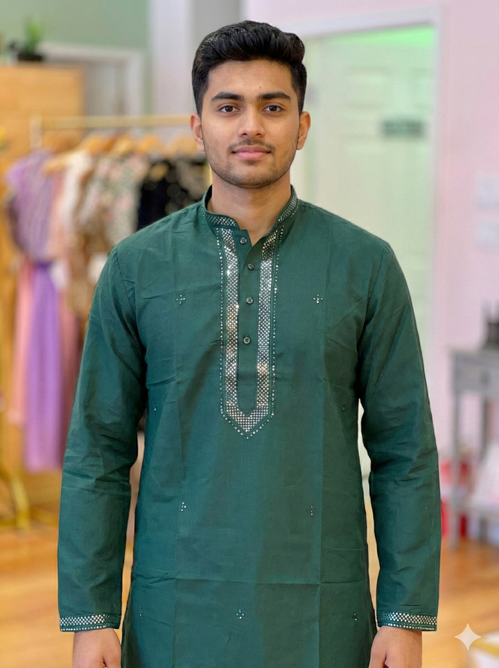 Sequins Yoke Silk Kurta