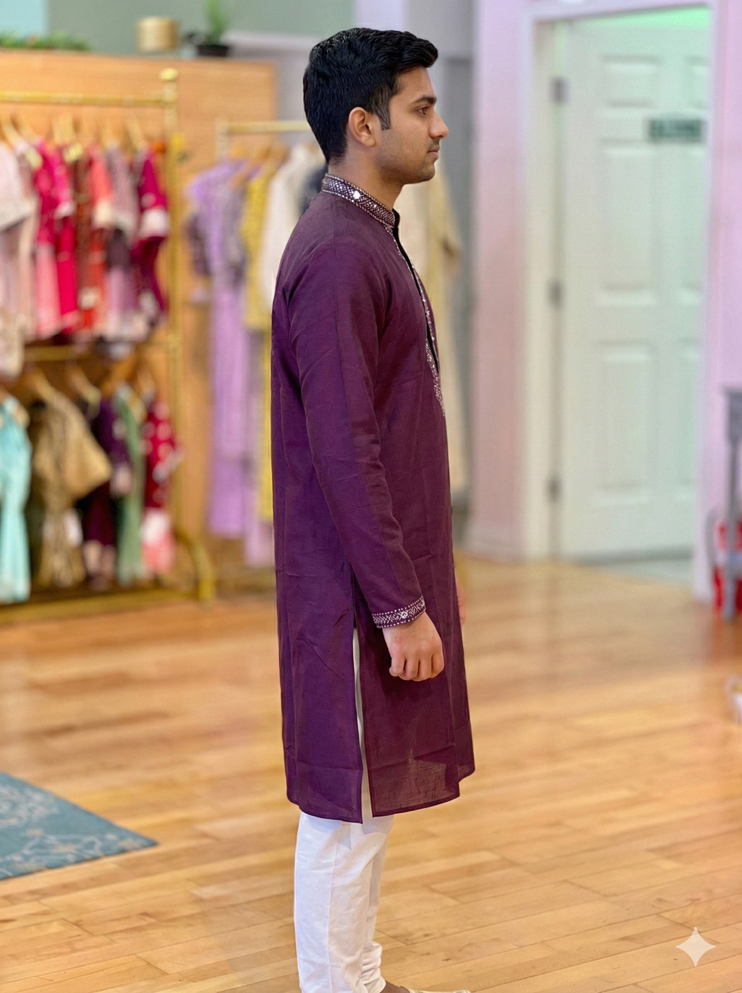 Sequins Yoke Silk Kurta