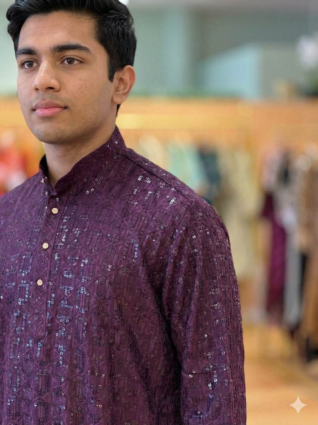 Deep Plum Sequins Kurta