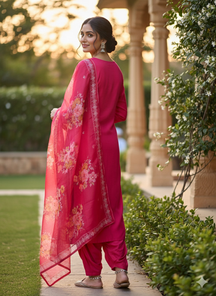 Hot Pink Embroidered Salwar Set