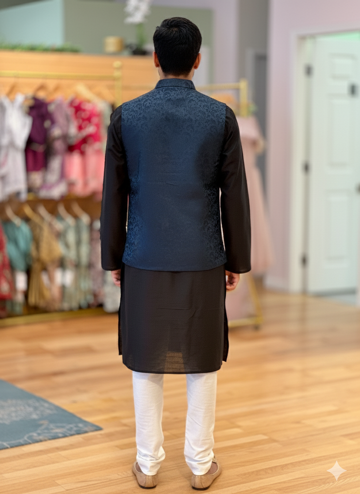 Dark Teal Banarasi Brocade Vest