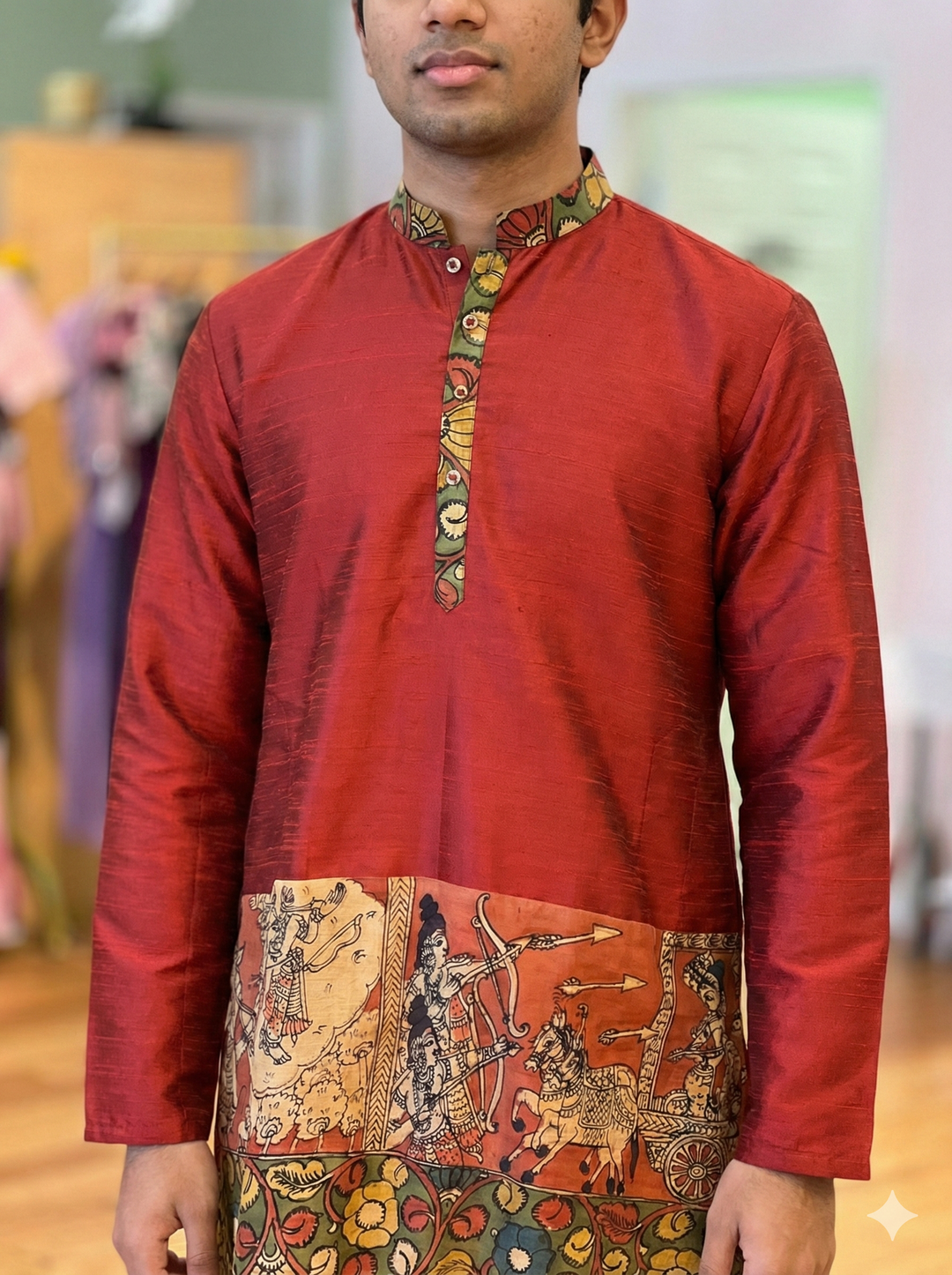 Raw-Silk Kalamkari Kurta