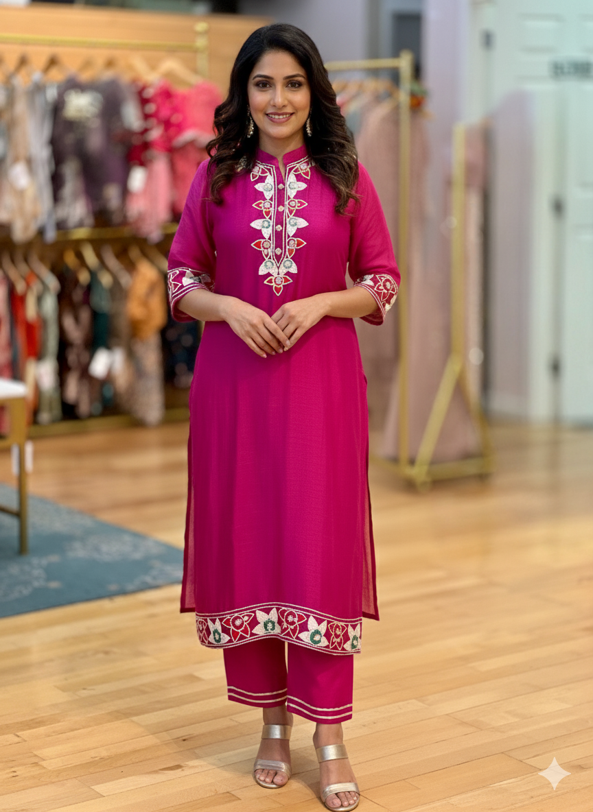 Pink Gota Embroidered Salwar Set
