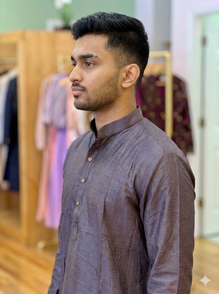 Indigo Plain Silk Kurta for Men