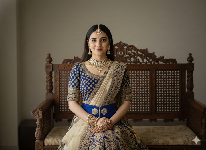 Navy Blue Zipper Style Waist Belt with Front Zipper