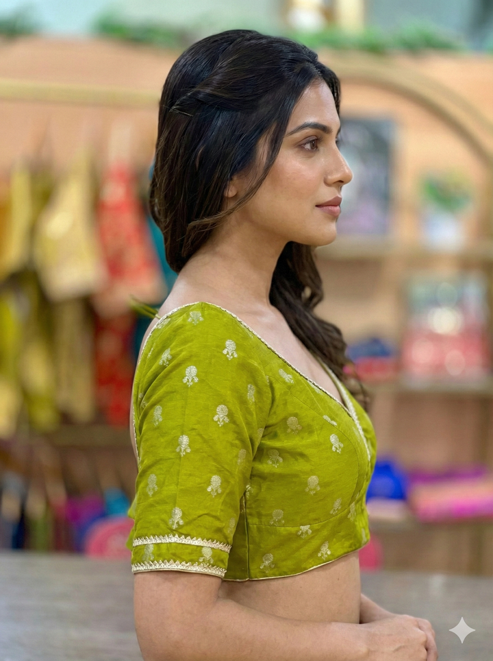 Green Banarasi Silk Blouse