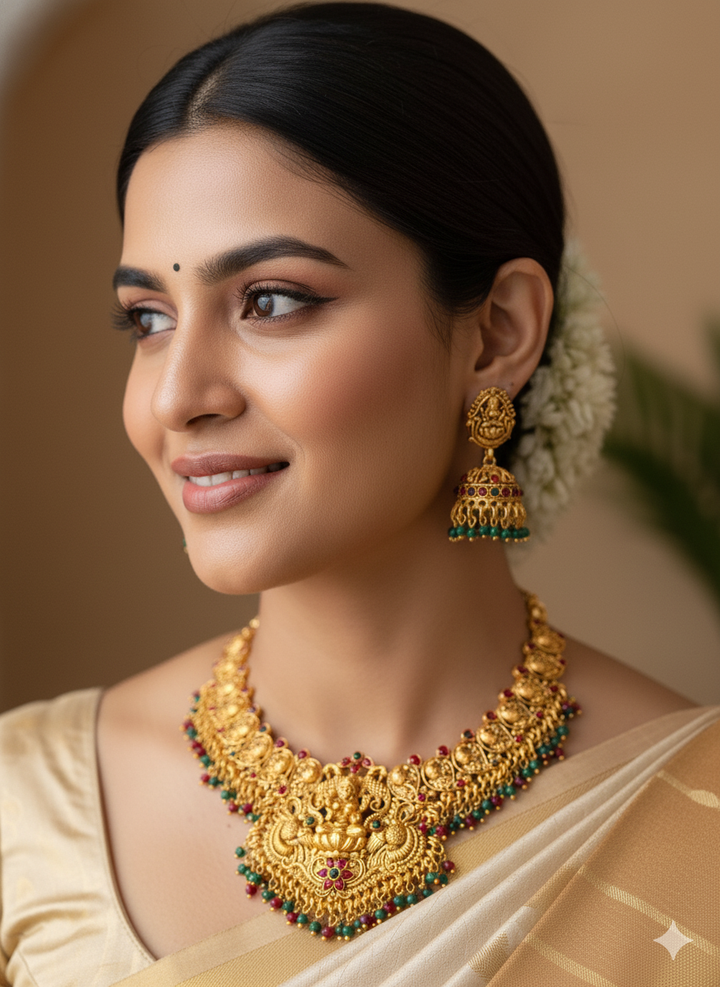 Goddess Lakshmi Short Length Necklace Set