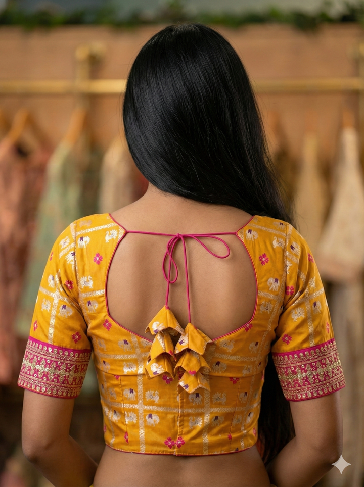 Yellow Banarasi Silk Blouse