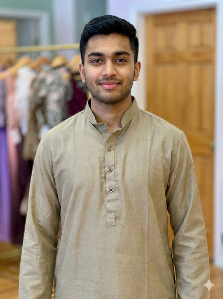 Warm Gray Plain Silk Kurta