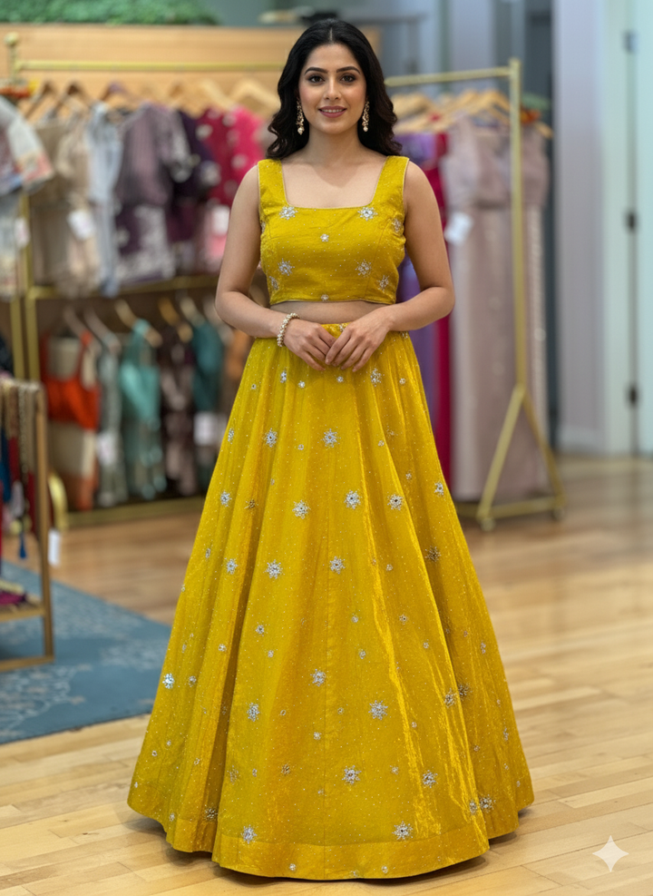 Mustard-Yellow Embroidered Lehenga Set