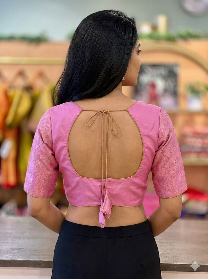 Pink Kanjivaram Silk Blouse