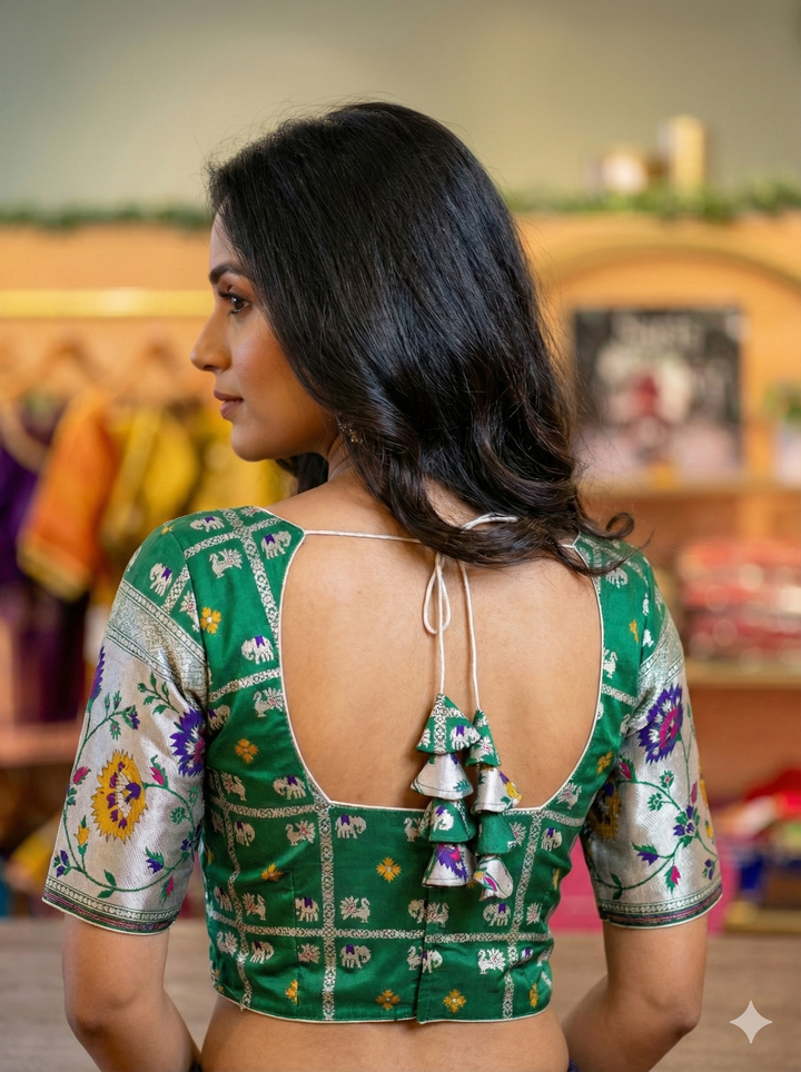 Green Banarasi Silk Blouse