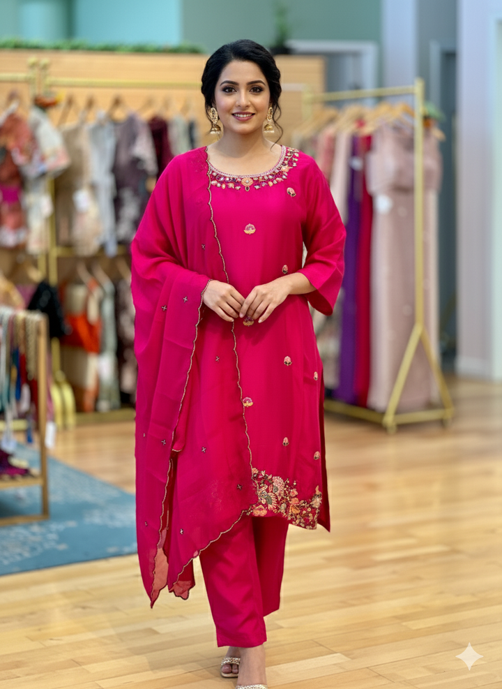 Dark Pink Embroidered Salwar Set