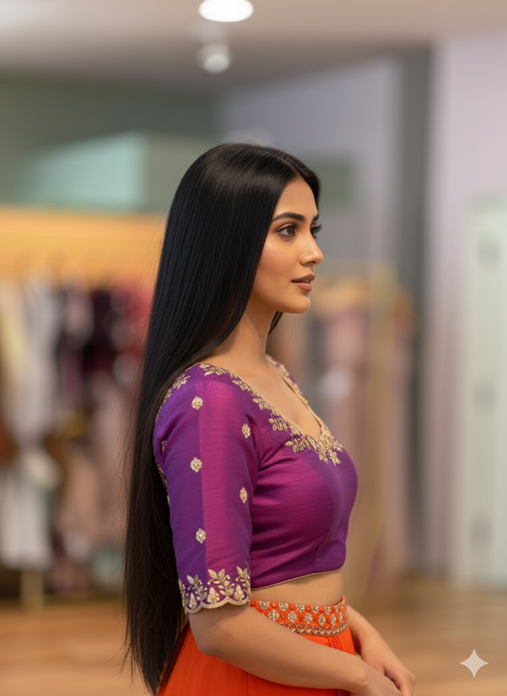 Dark Magenta Hand Embroidered Blouse