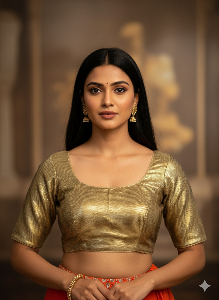 Dull Gold Sequins Blouse