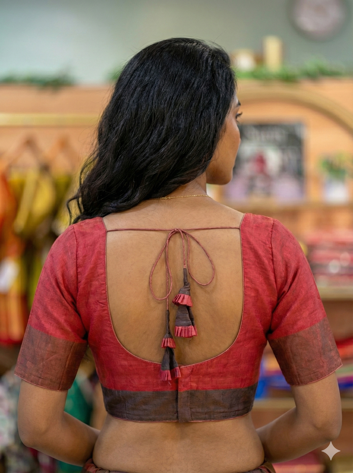 Dark Rust Tussar Silk Blouse