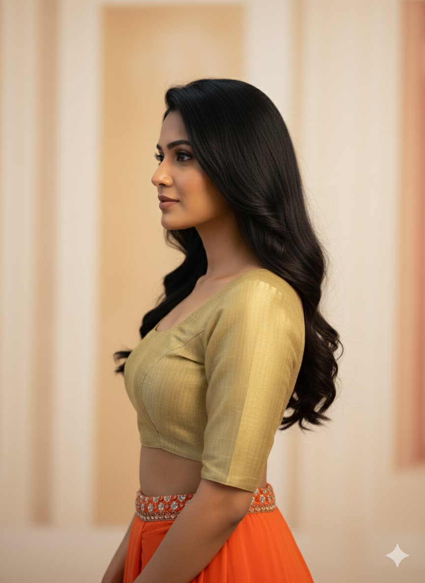 Plain Gold Silk Blouse