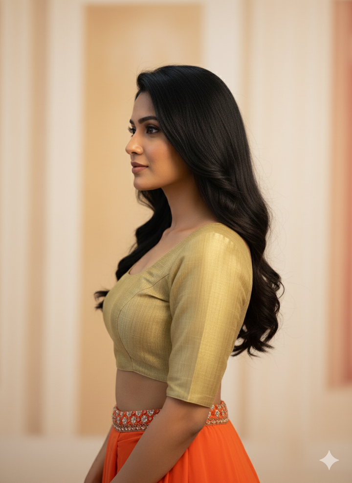 Plain Gold Silk Blouse