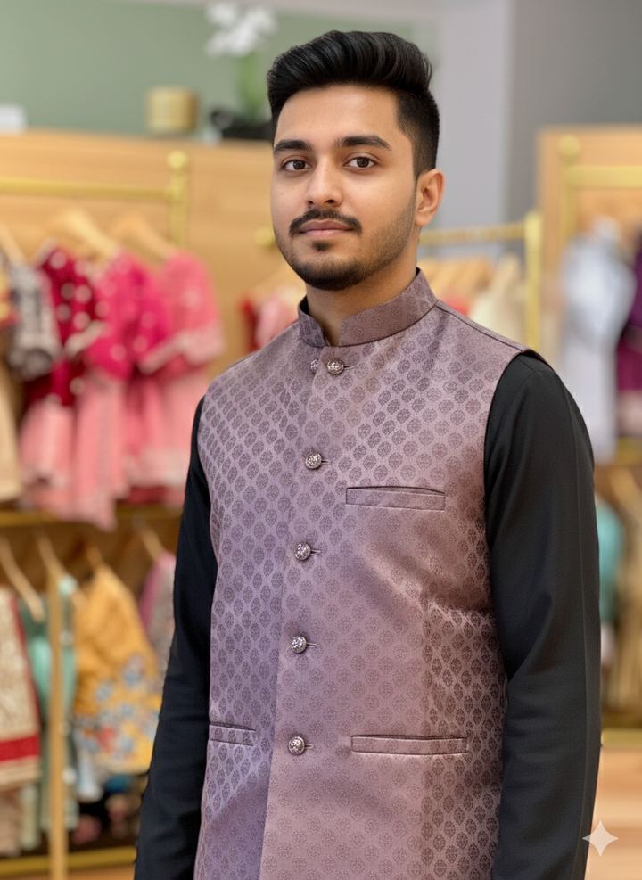Deep Mauve Banarasi Brocade Vest