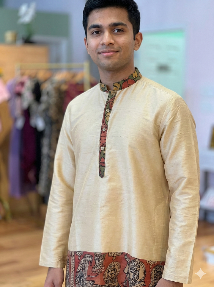 Raw-Silk Kalamkari Kurta