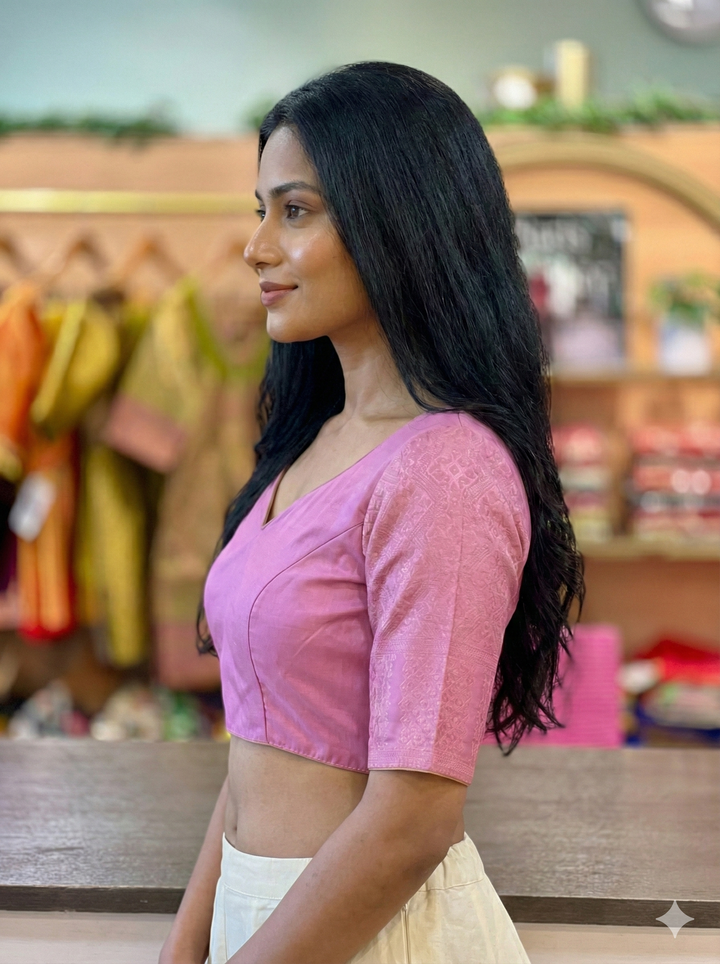Pink Kanjivaram Silk Blouse