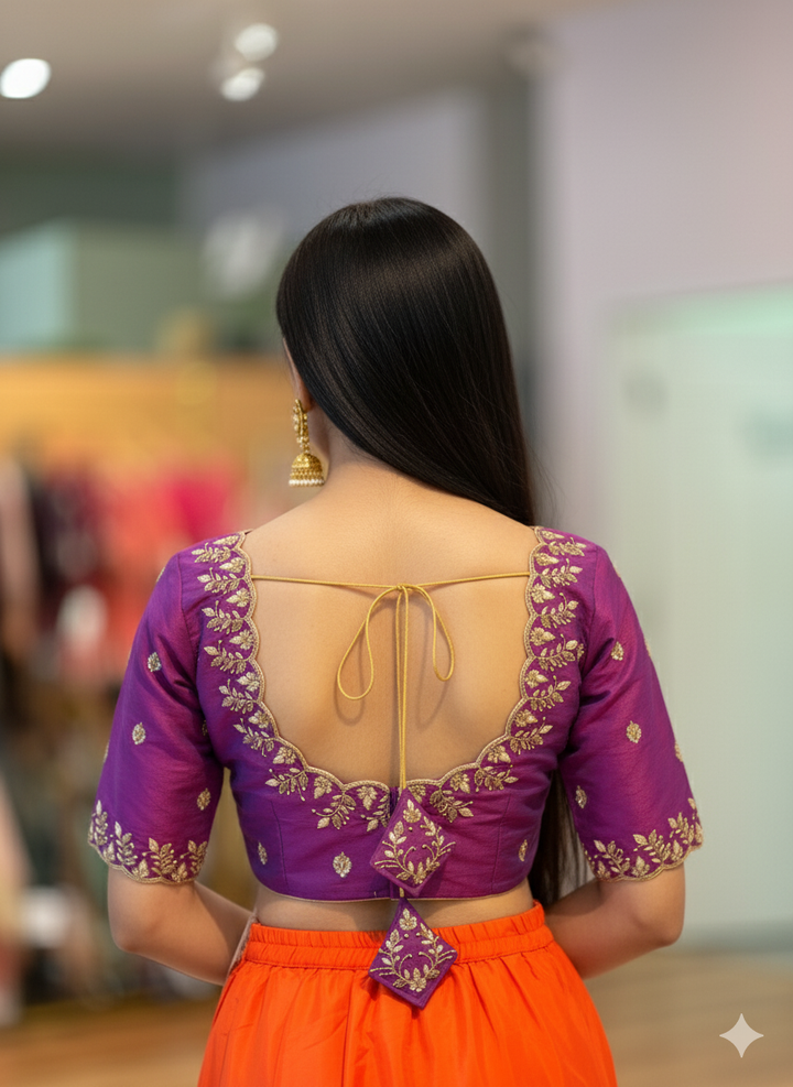 Dark Magenta Hand Embroidered Blouse