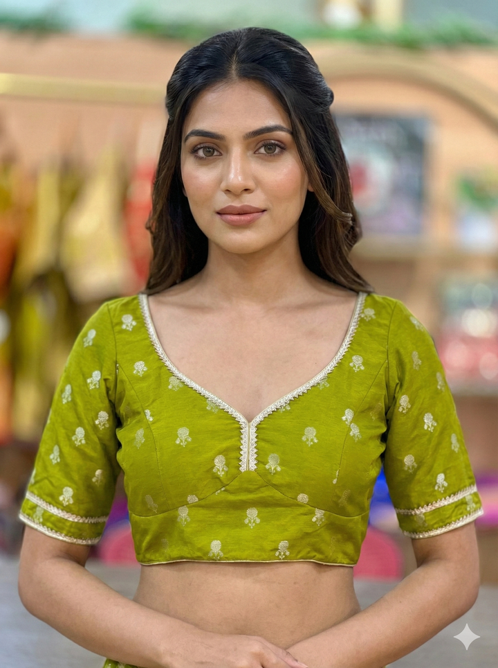 Green Banarasi Silk Blouse